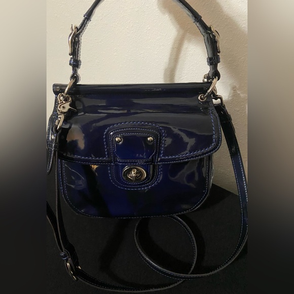 Coach Handbags - COACH Willis ~ Cobalt Blue ~ Patent Leather Silver HW ~ Crossbody ~ Handbag 💙🩶
